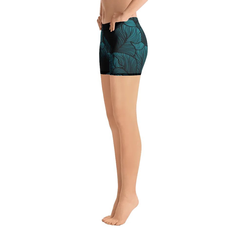 Tropical yoga shorts - green leaf yoga activewear