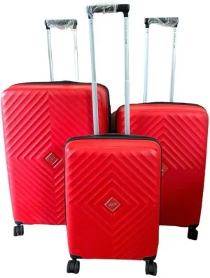 VIP Quad Hard Casing Luggage Trolley 63 99 76cm 3 Pcs Set Red