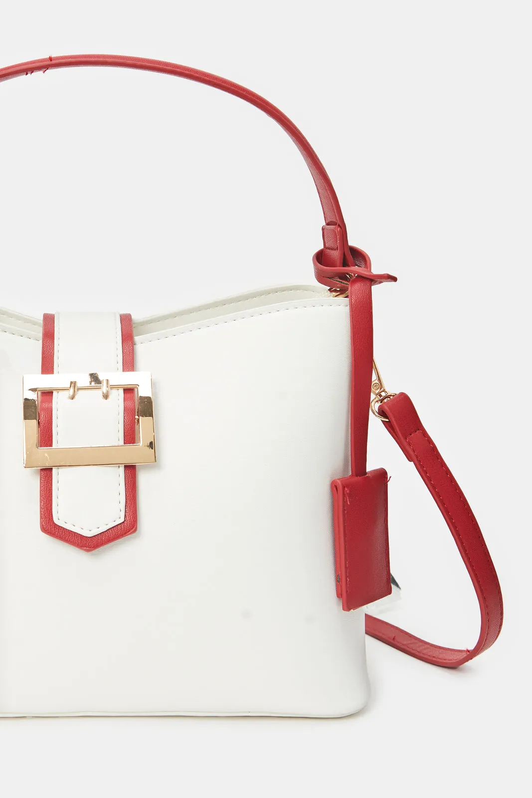 Women Beige & Red Cross Body Bag