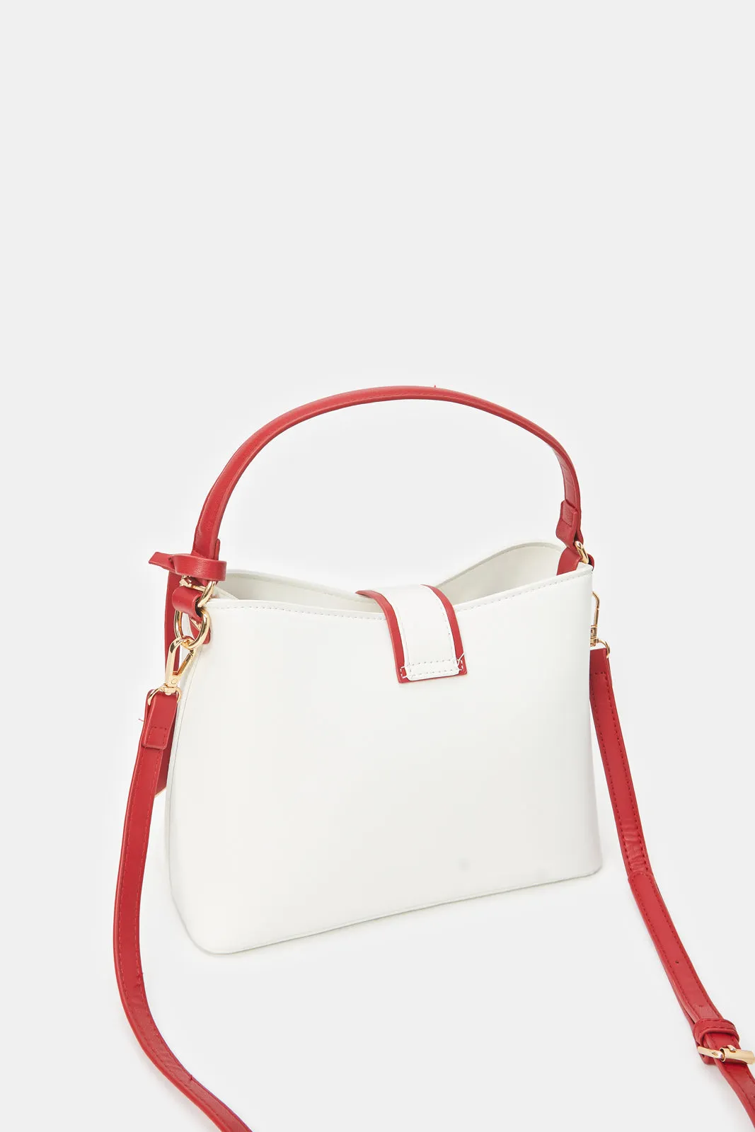 Women Beige & Red Cross Body Bag