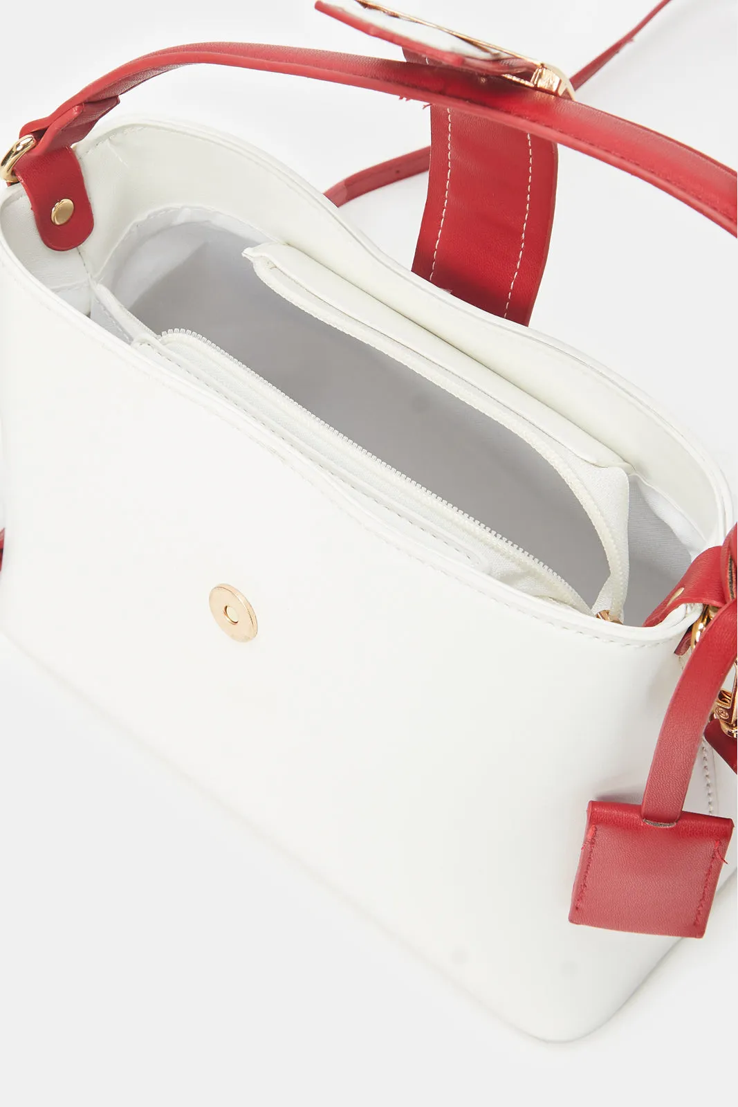 Women Beige & Red Cross Body Bag