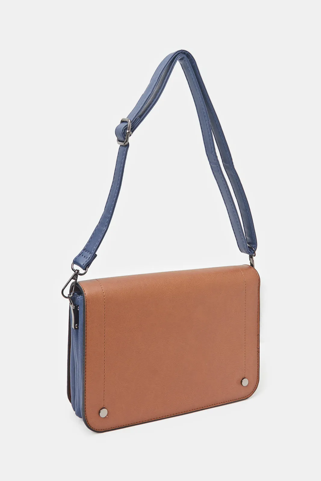 Women Tan Cross Body Bag With Pom Pom