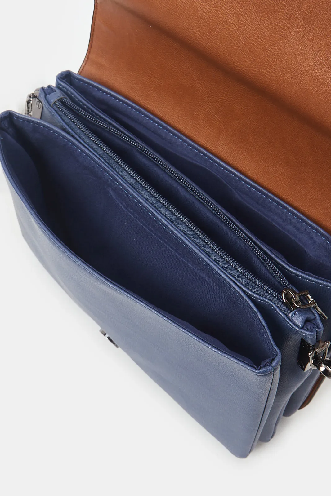 Women Tan Cross Body Bag With Pom Pom